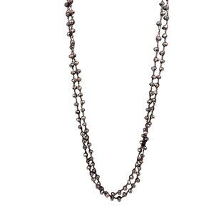 Brown Faceted Beaded Cord Strand Long Necklace Hippie Boho Bohemian